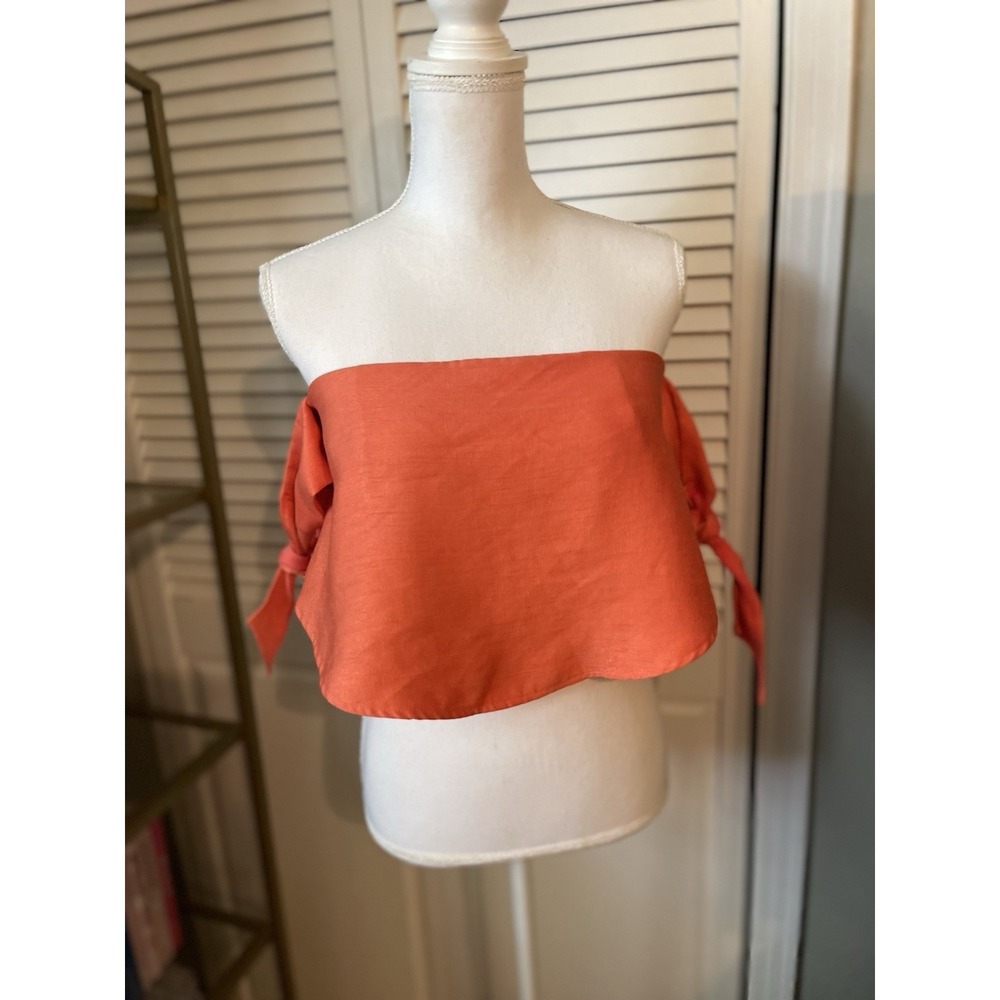 L'Atiste by‎ Amy Women's Bandeau Top Orange Off Shoulder Straps Large